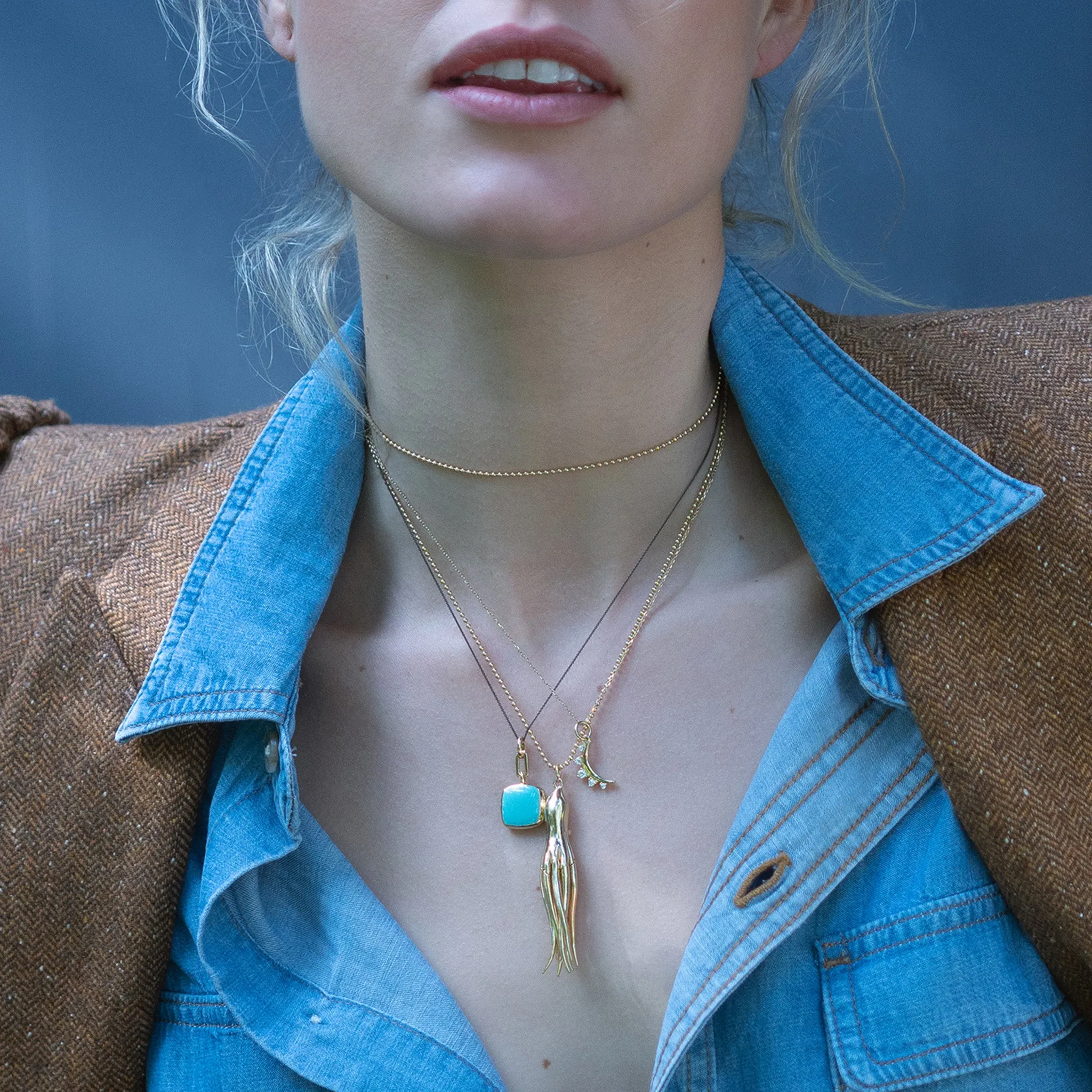 October Opal "Moon" 18K Gold Birthstone Necklace