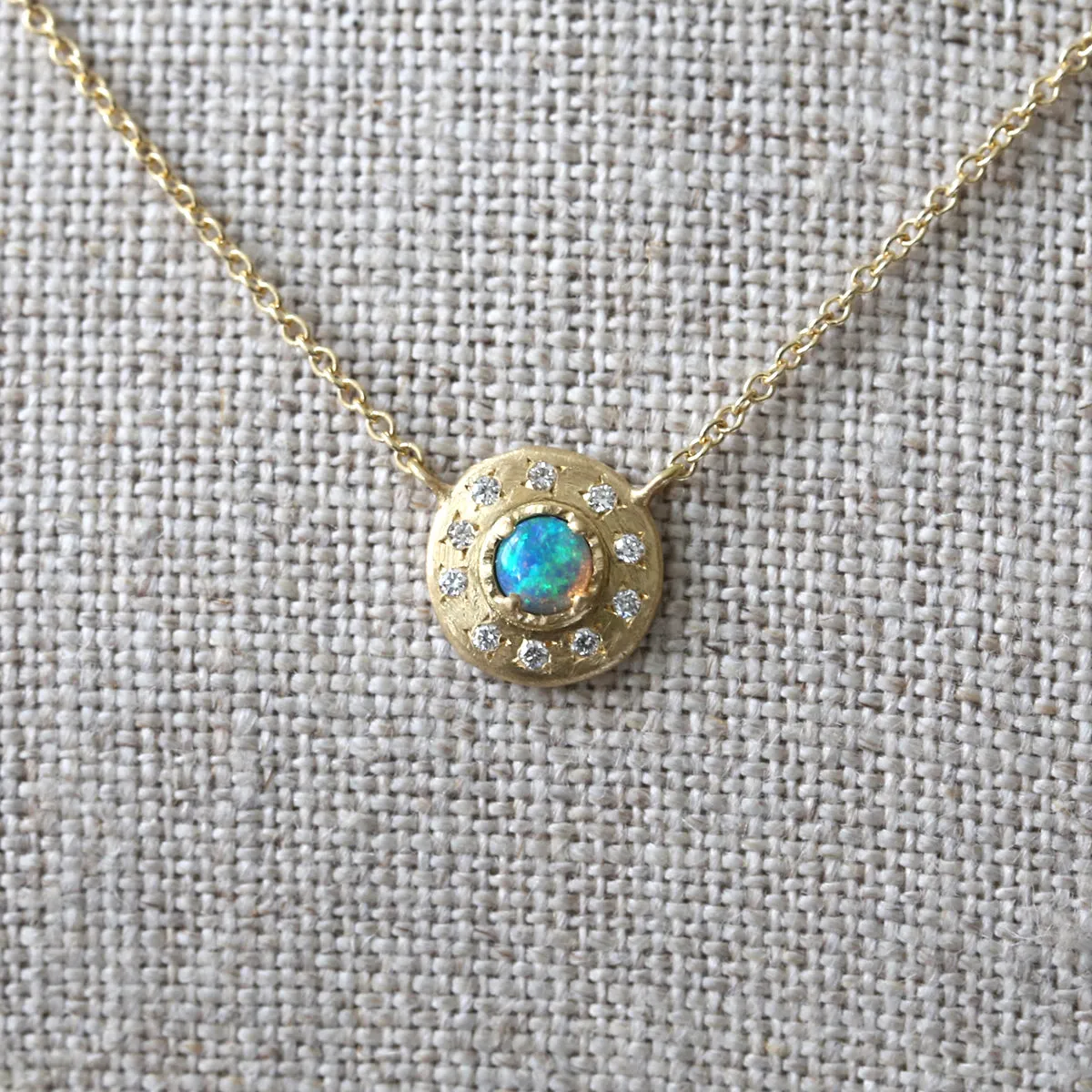 Opal disc necklace