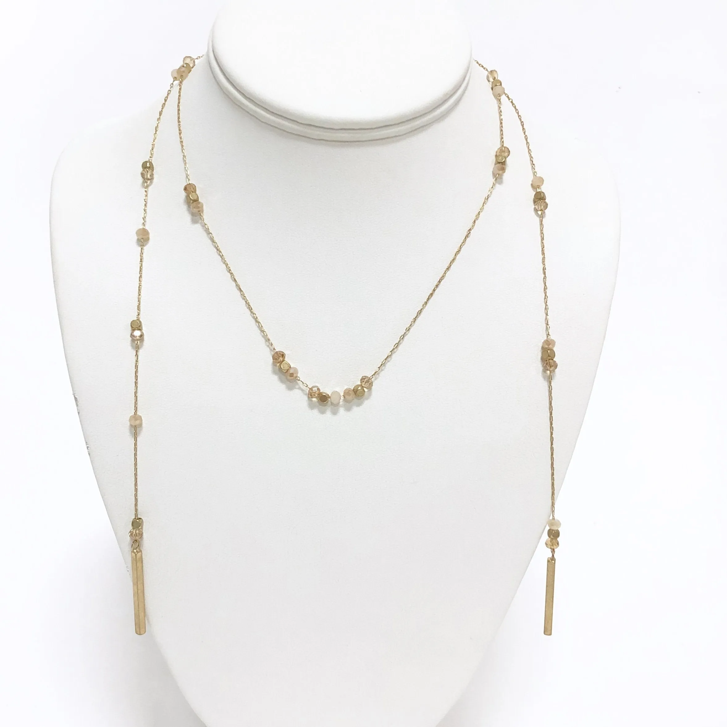 Opal Granite Bead Gold Necklace