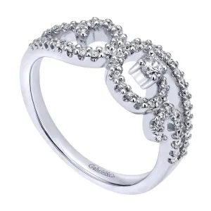 Open Space Swirl Design Diamond Pave Cocktail Ring