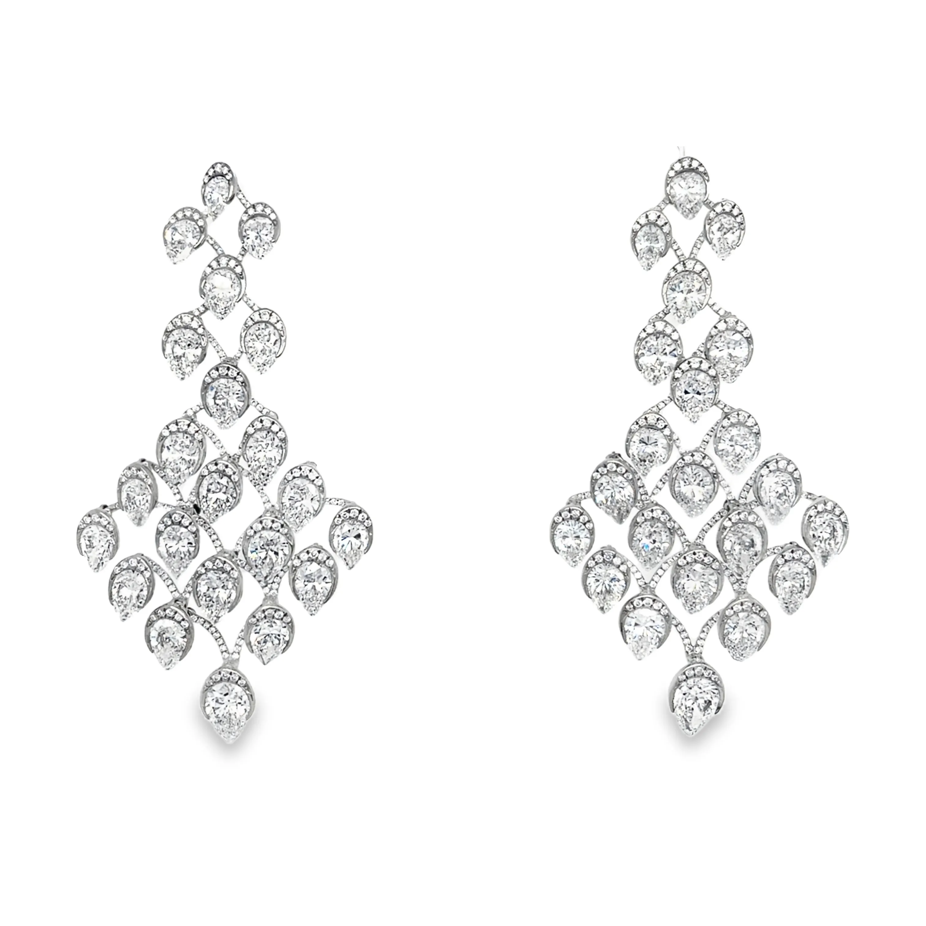 Pear Shaped Diamond Chandelier Earrings