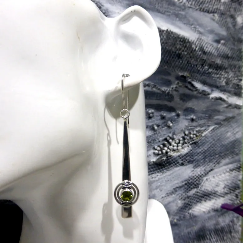 Peridot Earrings, Geometric Dangle, 925 Silver kt
