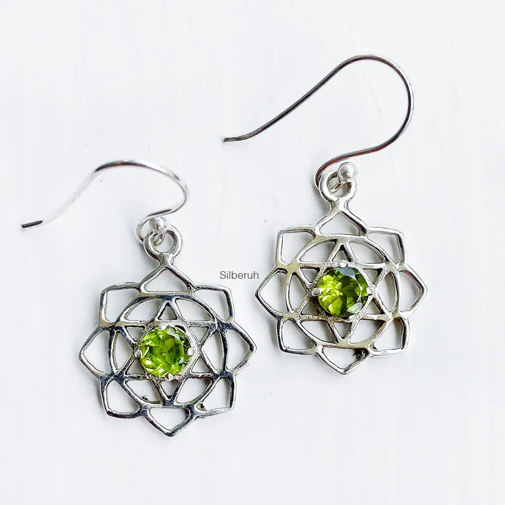 Peridot Sahasrara Chakra Silver Earring
