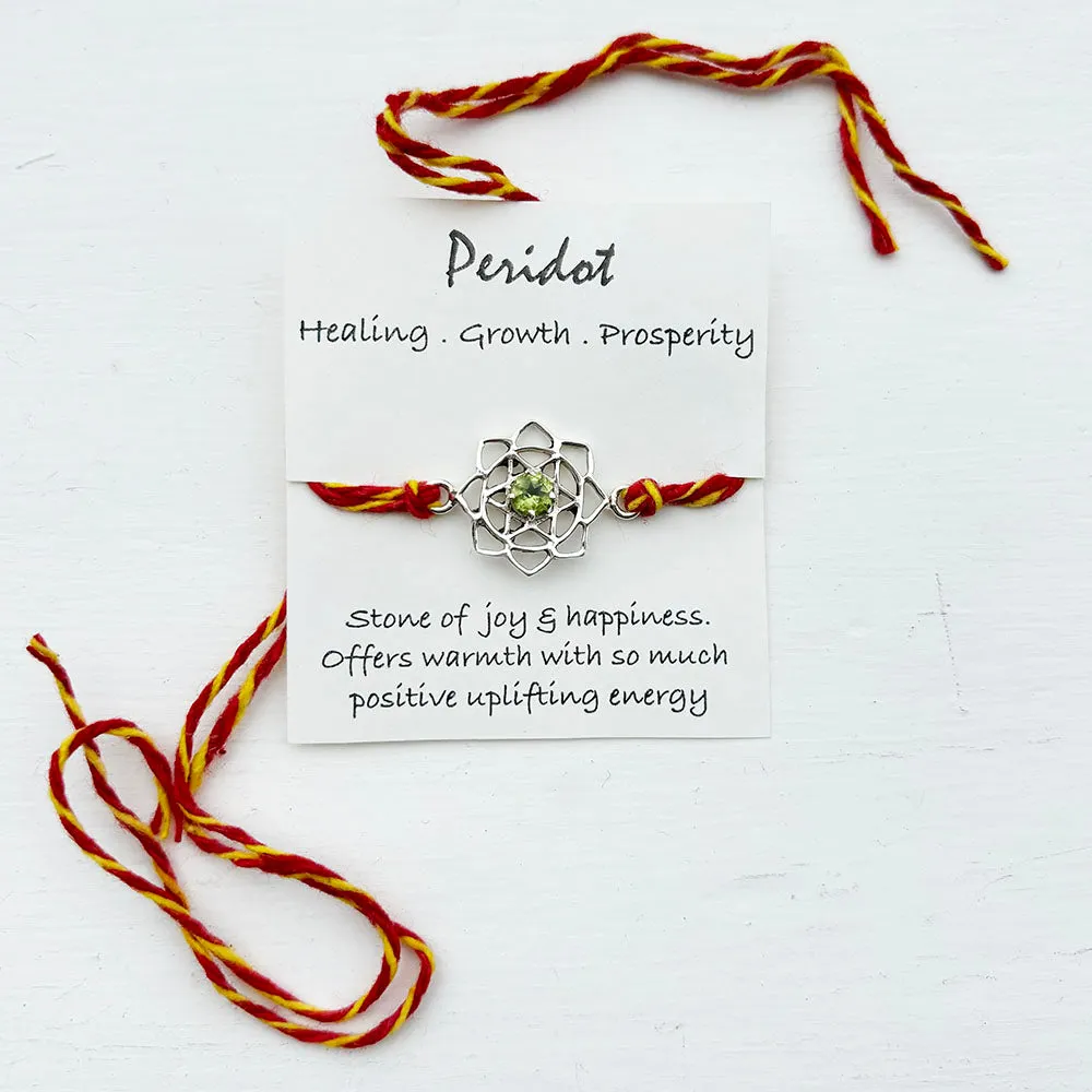 Peridot Sahasrara Chakra Silver Rakhi