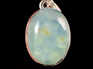 PERUVIAN OPAL Crystal Pendant - Genuine BLUE Opal Oval Cabochon with a Polished Finish and Set in a Sterling Silver Open Back Bezel, 52910