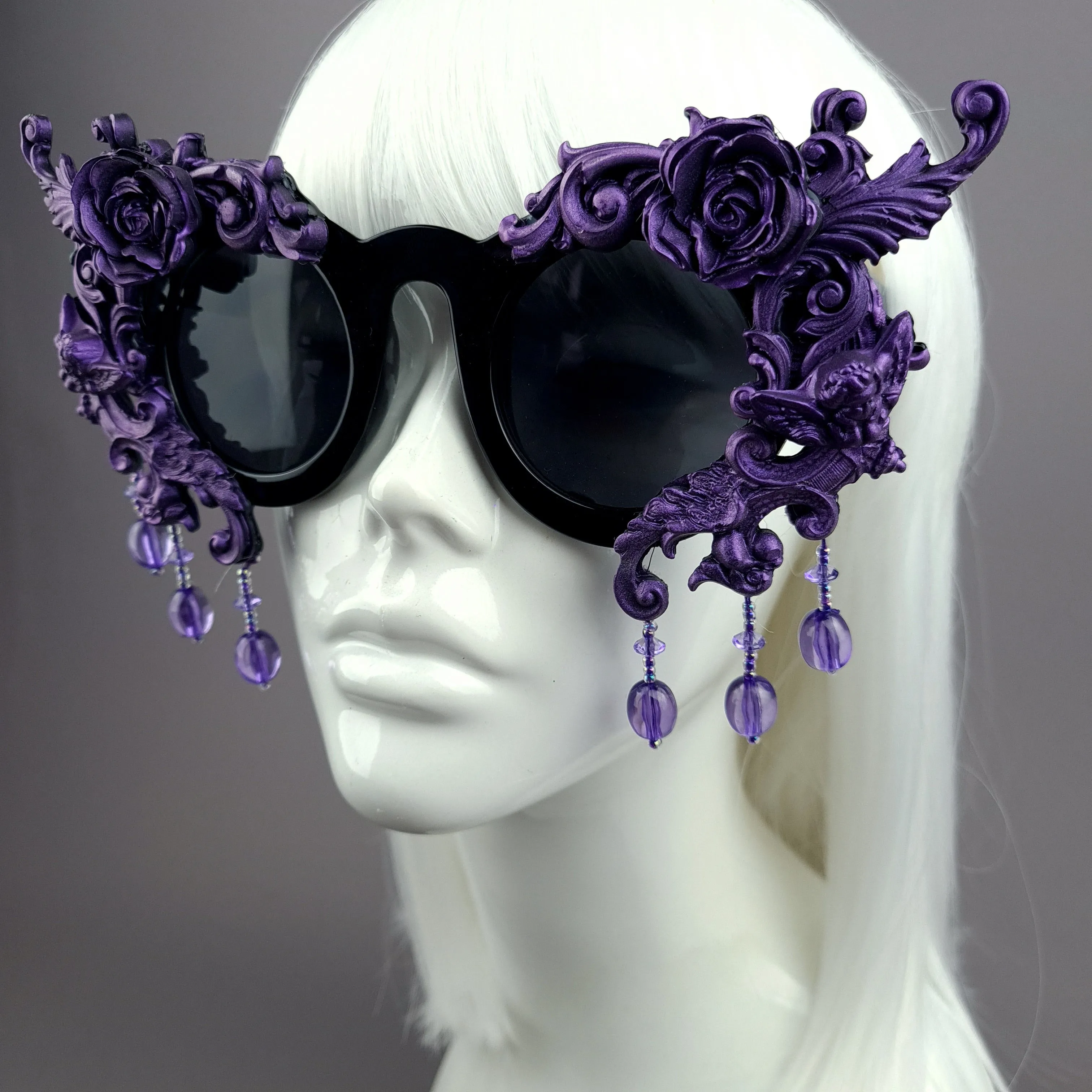 "Black Magick" Black & Purple Filigree Beading Sunglasses
