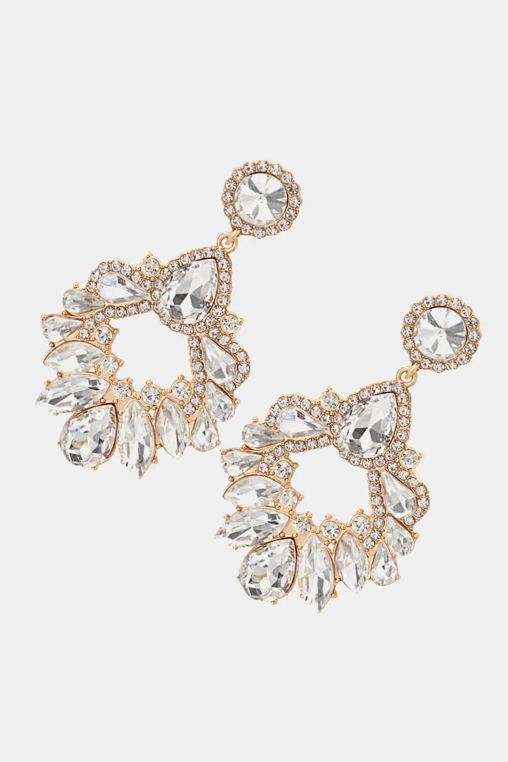 Radiant Fusion: Modern Zinc Alloy and Glass Stone Dangle Earrings