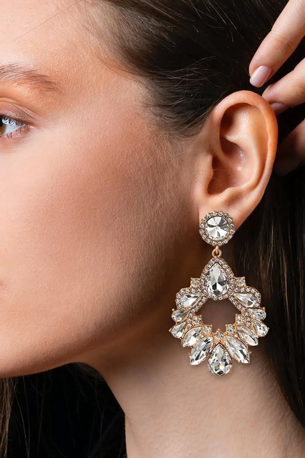 Radiant Fusion: Modern Zinc Alloy and Glass Stone Dangle Earrings