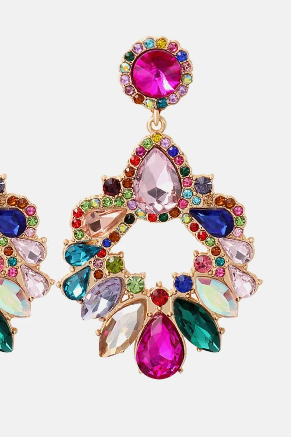 Radiant Fusion: Modern Zinc Alloy and Glass Stone Dangle Earrings