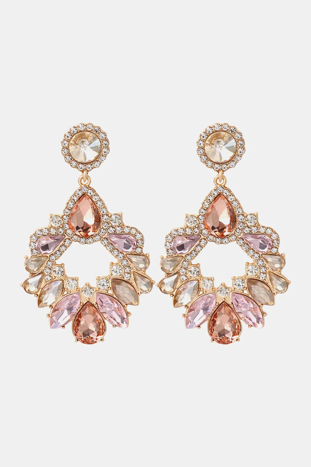 Radiant Fusion: Modern Zinc Alloy and Glass Stone Dangle Earrings