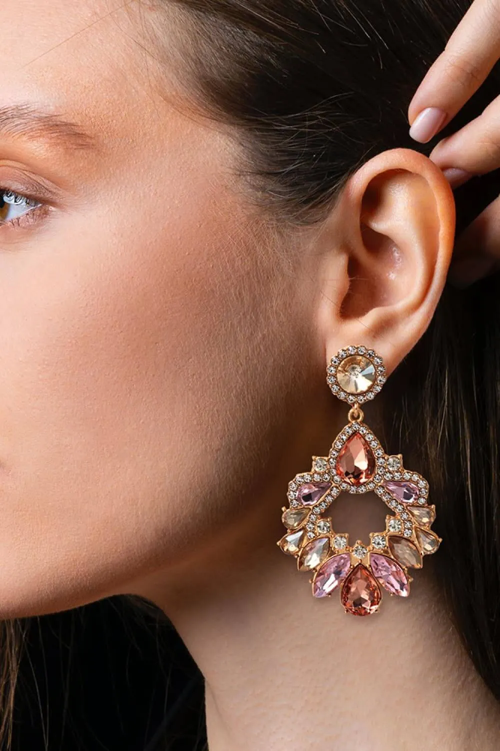 Radiant Fusion: Modern Zinc Alloy and Glass Stone Dangle Earrings
