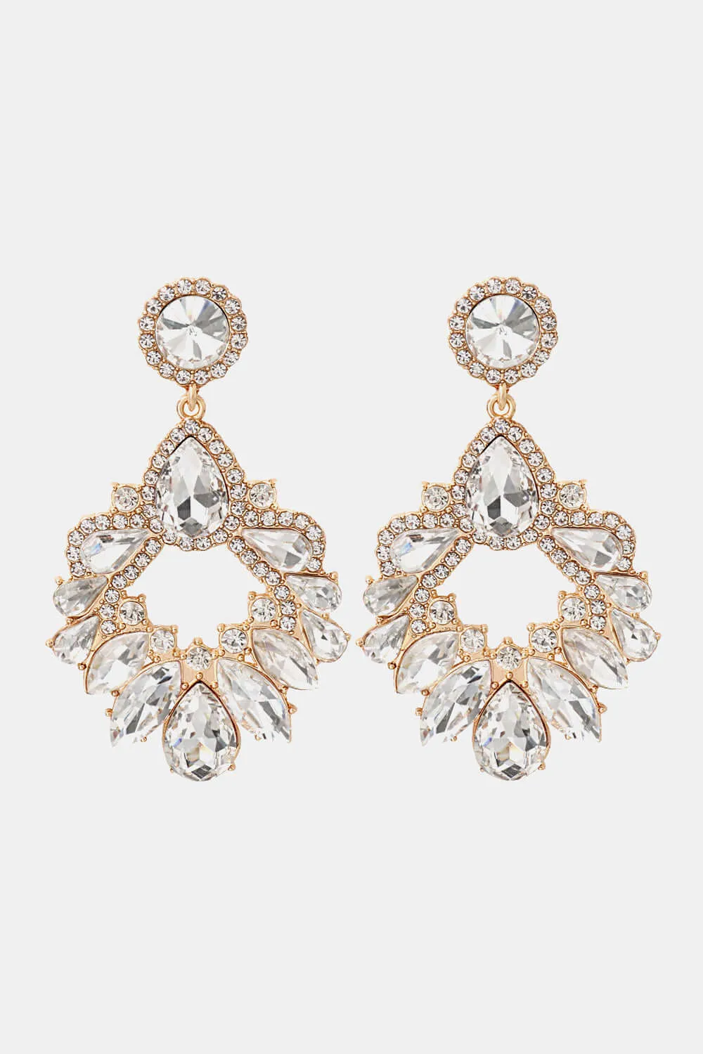 Radiant Fusion: Modern Zinc Alloy and Glass Stone Dangle Earrings