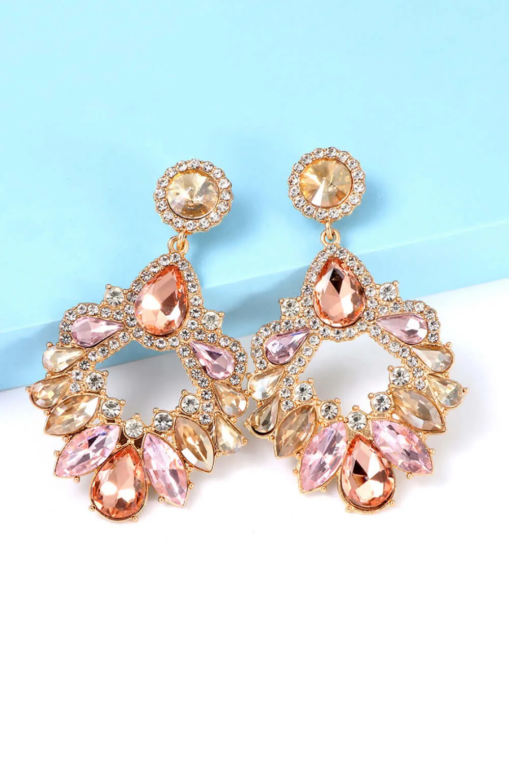 Radiant Fusion: Modern Zinc Alloy and Glass Stone Dangle Earrings