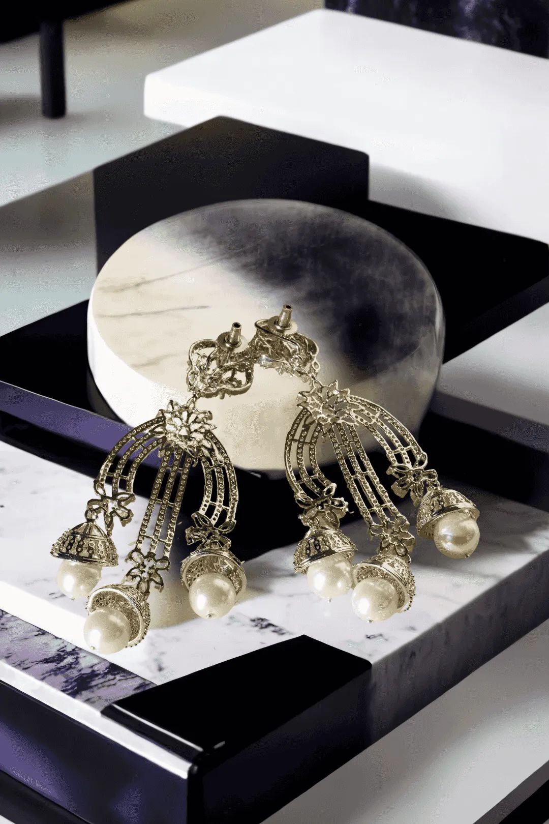 Raina- Luxe Rhodium Plated Pearl Drop Earrings