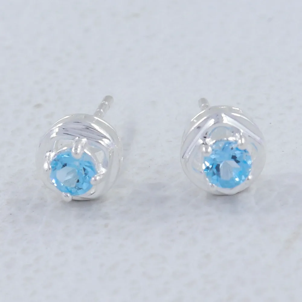 Rainbow Moonstone Studs Silver Earrings