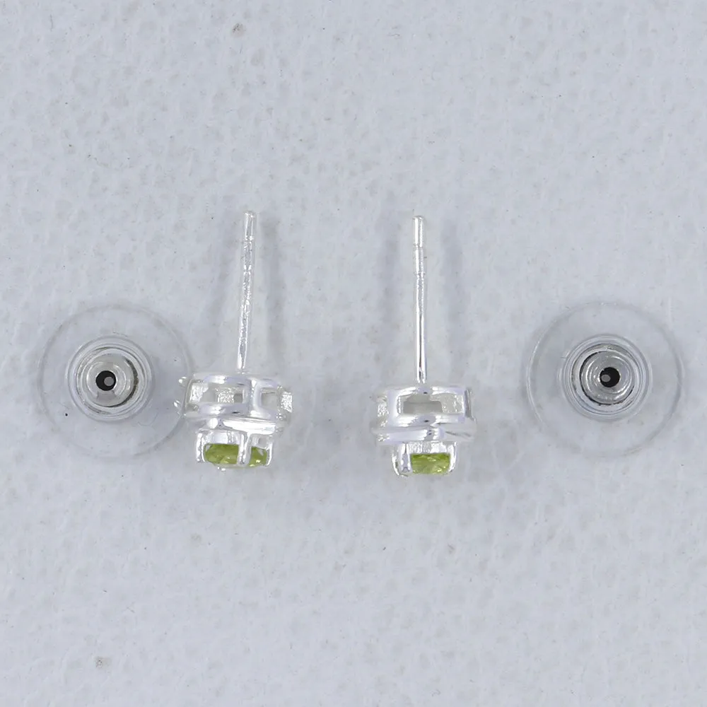 Rainbow Moonstone Studs Silver Earrings