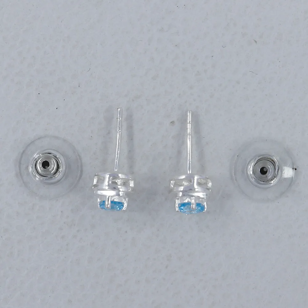 Rainbow Moonstone Studs Silver Earrings