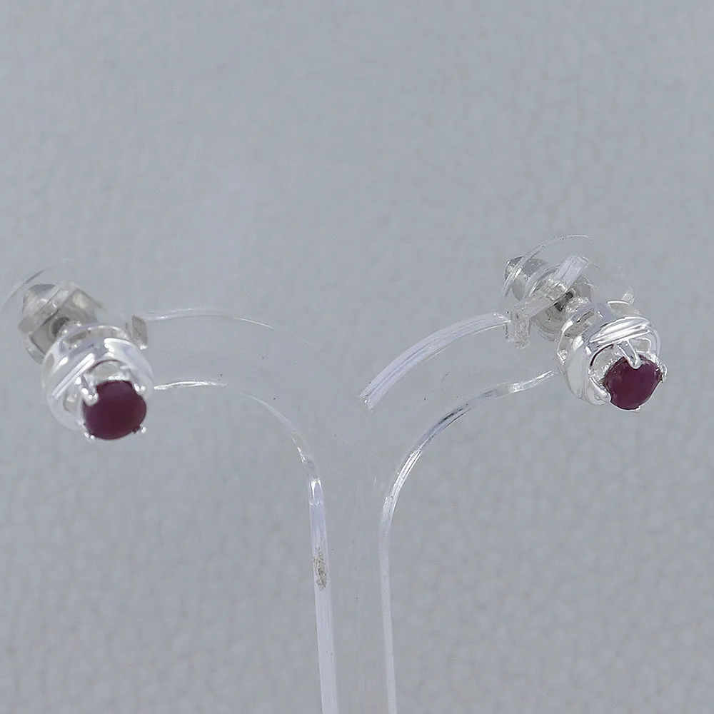 Rainbow Moonstone Studs Silver Earrings