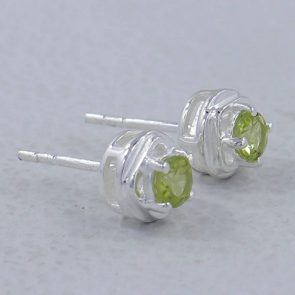 Rainbow Moonstone Studs Silver Earrings