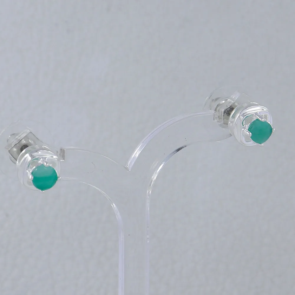 Rainbow Moonstone Studs Silver Earrings