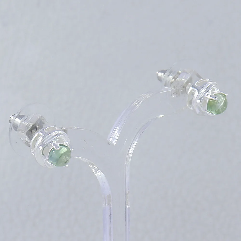 Rainbow Moonstone Studs Silver Earrings