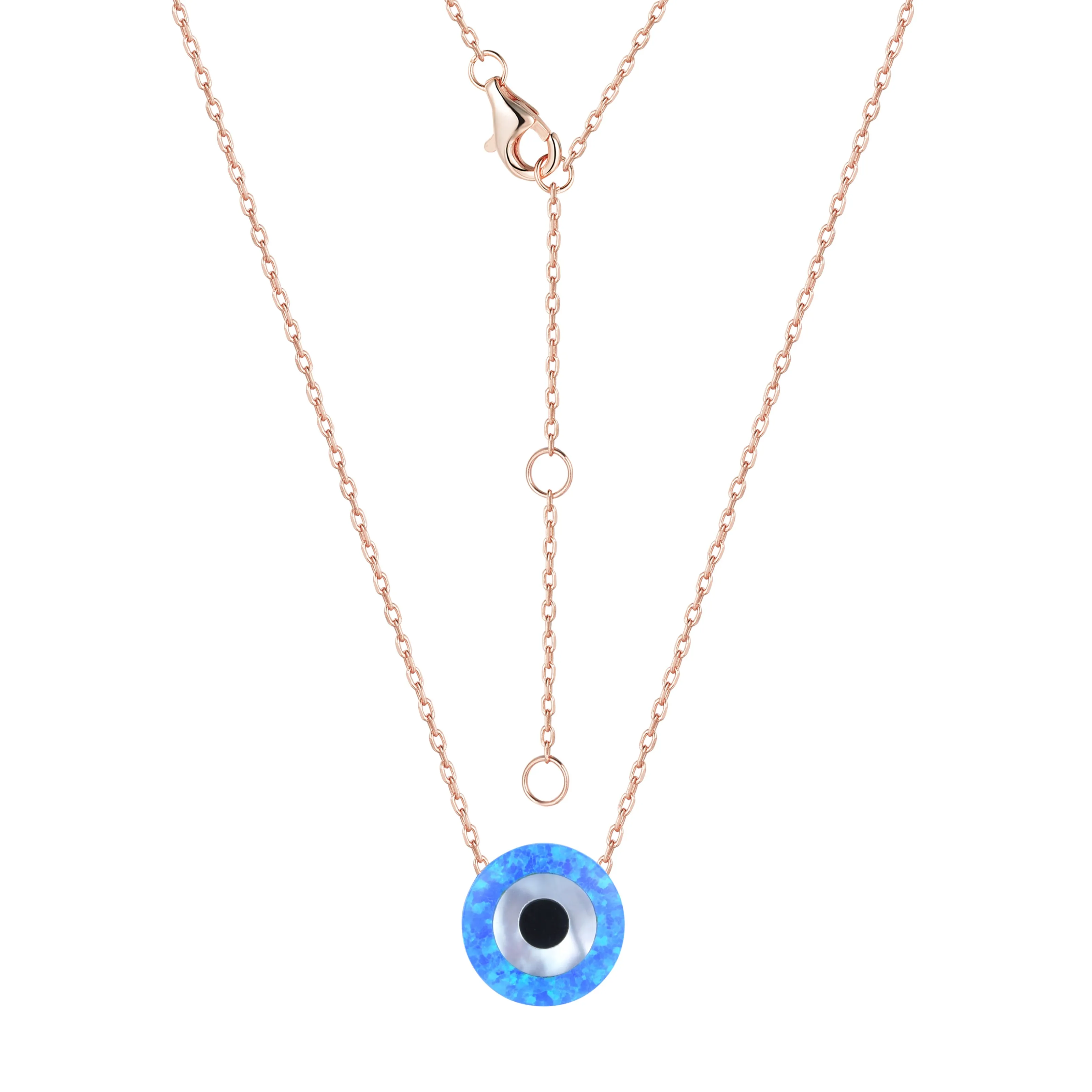 SHYLA OPAL EVIL EYE ROSE GOLD NECKLACE