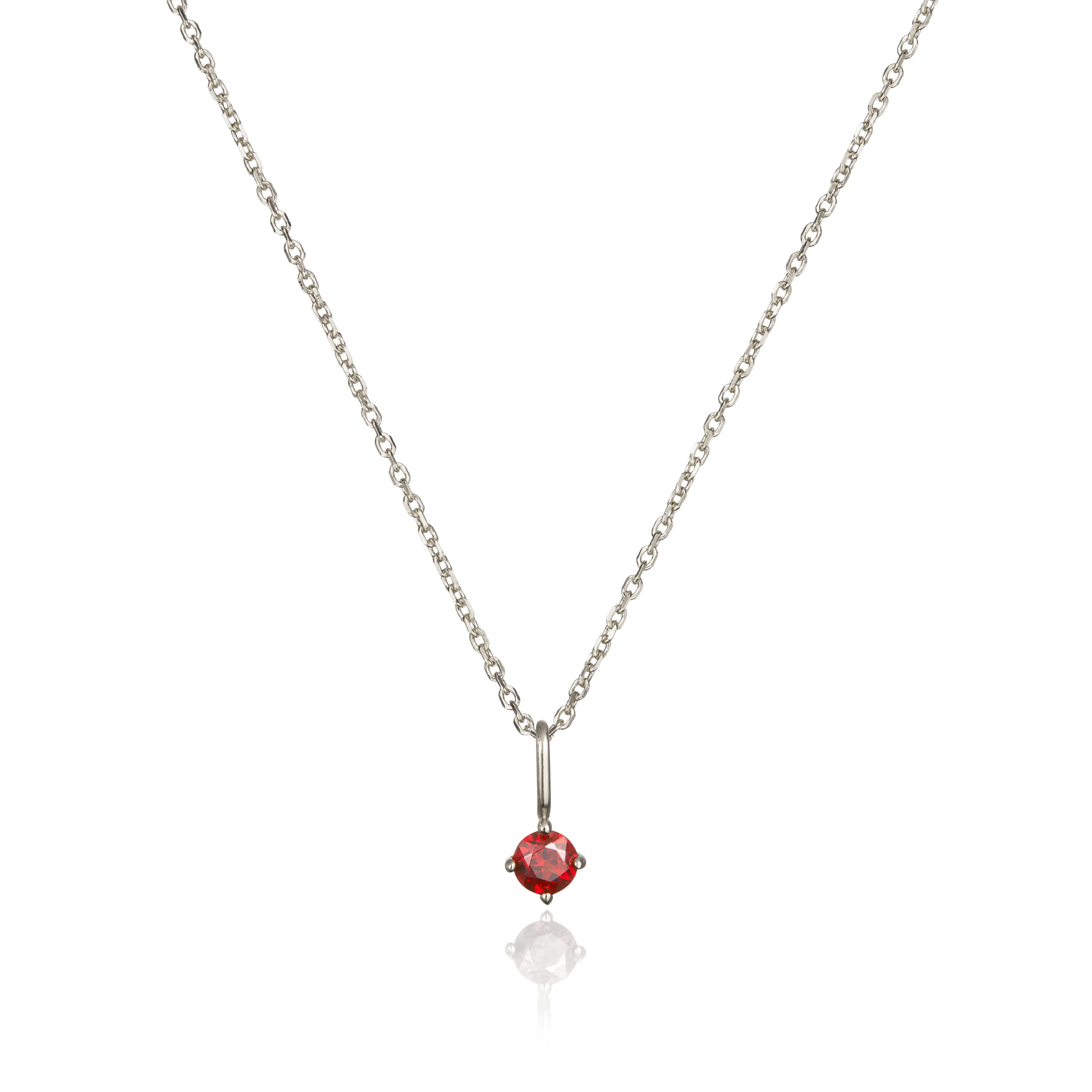 Silver Small Birthstone Pendant Necklace