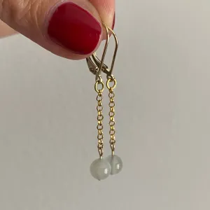 Solid 9 Carat Yellow Gold White Moonstone Earrings