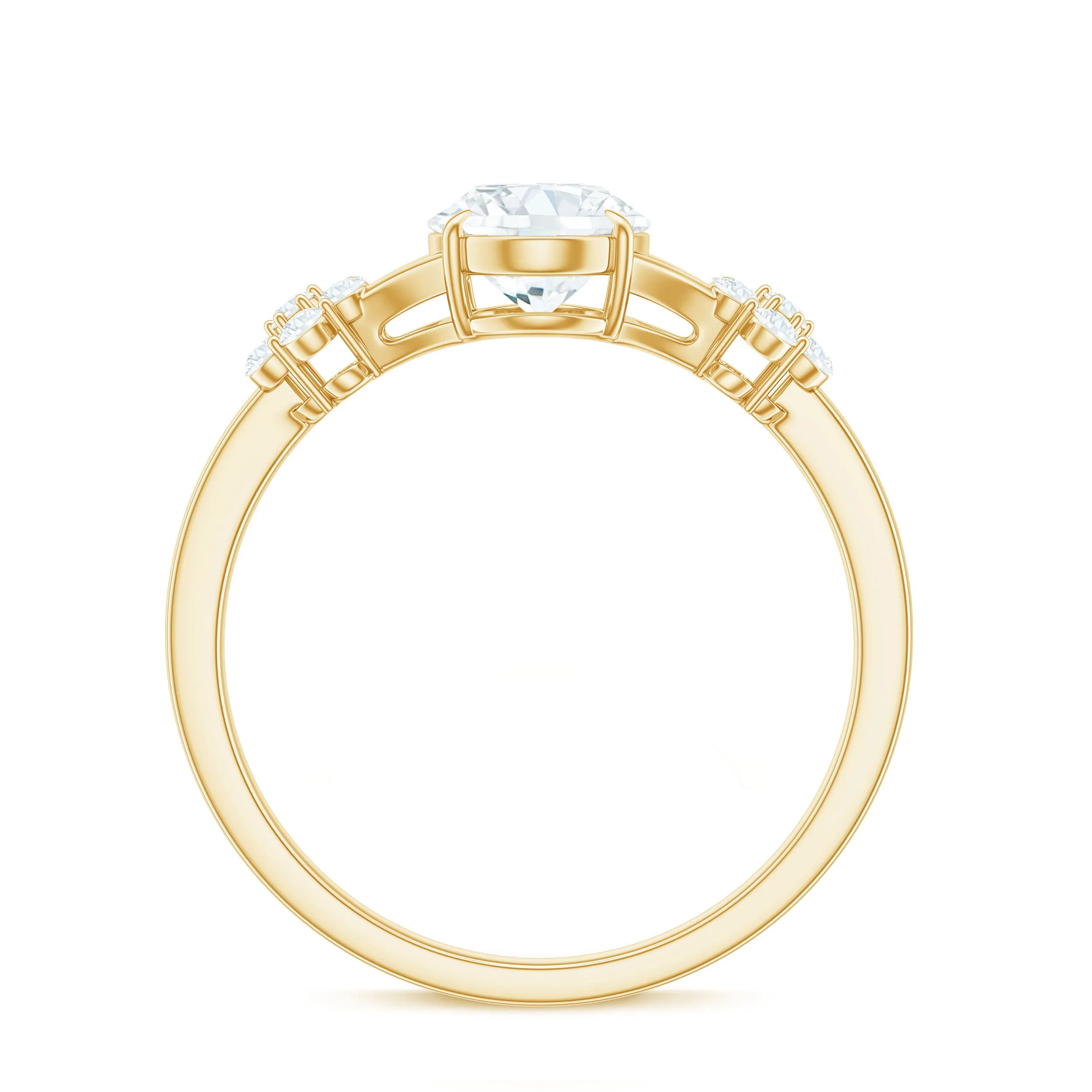 Split Shank Oval Cut Moissanite Cocktail Flower Ring in Gold