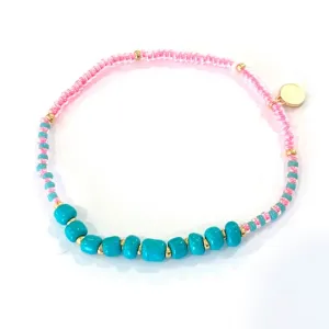 Surfside Beaded Bracelet- Pink/Turquoise