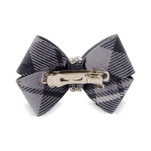 Susan Lanci Scotty Nouveau Hair Bow - Charcoal Plaid