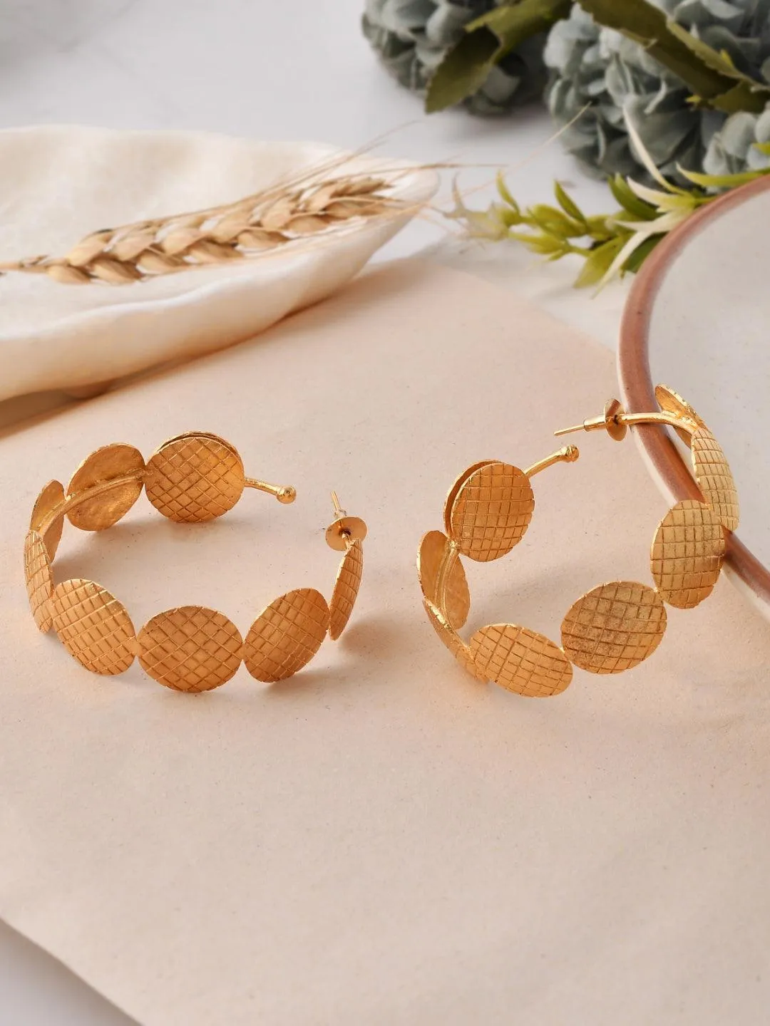 Textured Round Big Hoop Earring