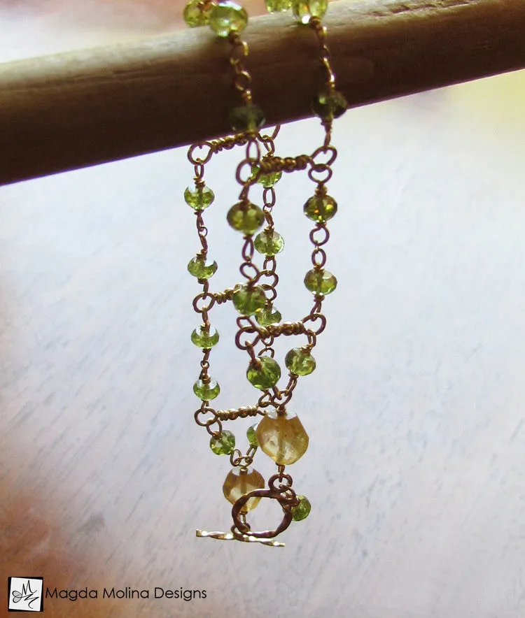 The Gold, Citrine & Peridot Double Stranded Bracelet