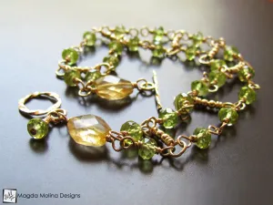 The Gold, Citrine & Peridot Double Stranded Bracelet