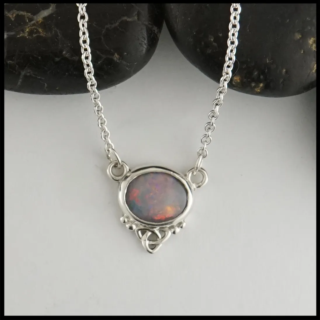 Trinity Opal Silver Necklace