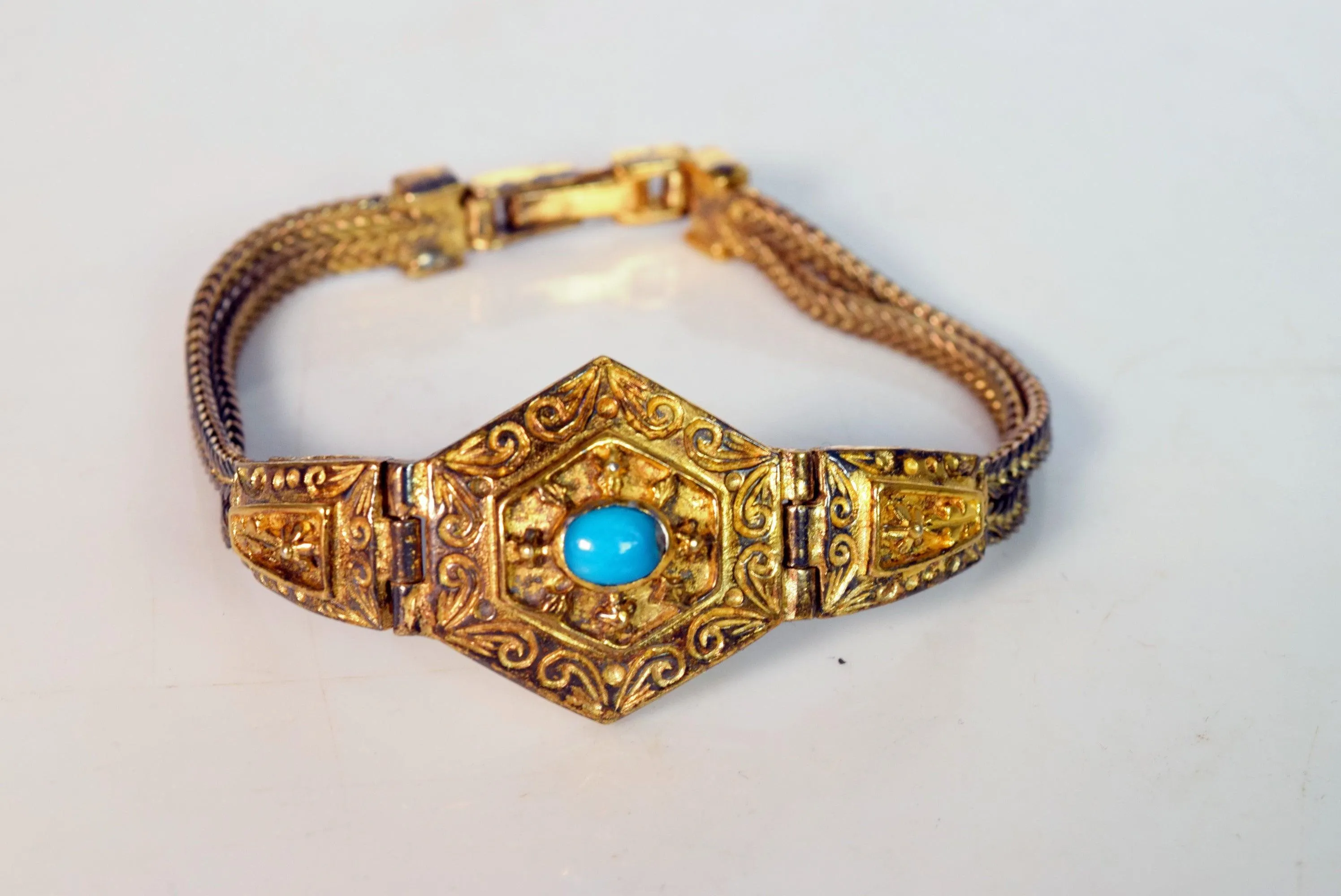 Vintage Greek or Turkish Gold Gilt Sterling Chain Bracelet