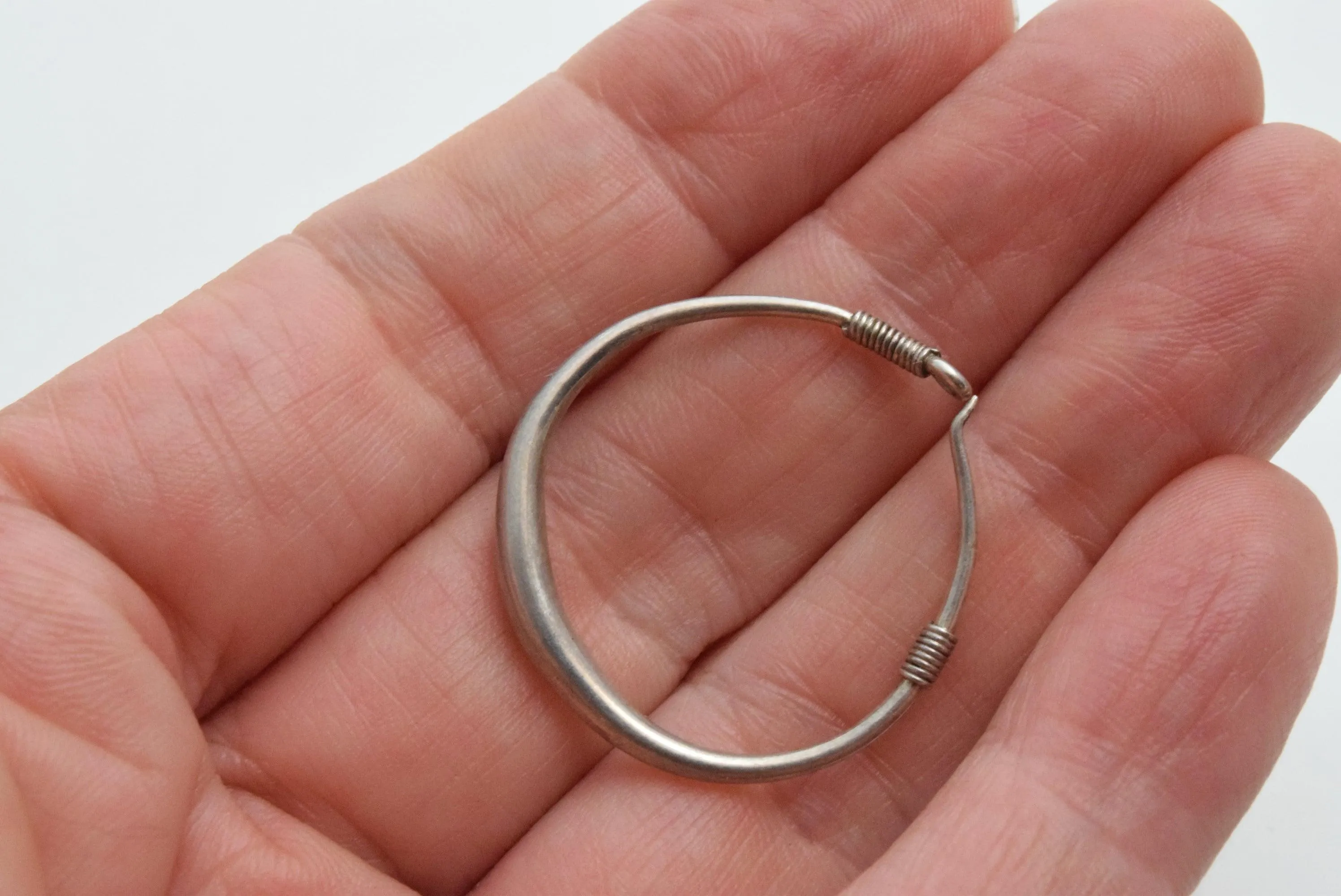 Vintage Small Hmong Silver Hill Tribe Hoop Earrings