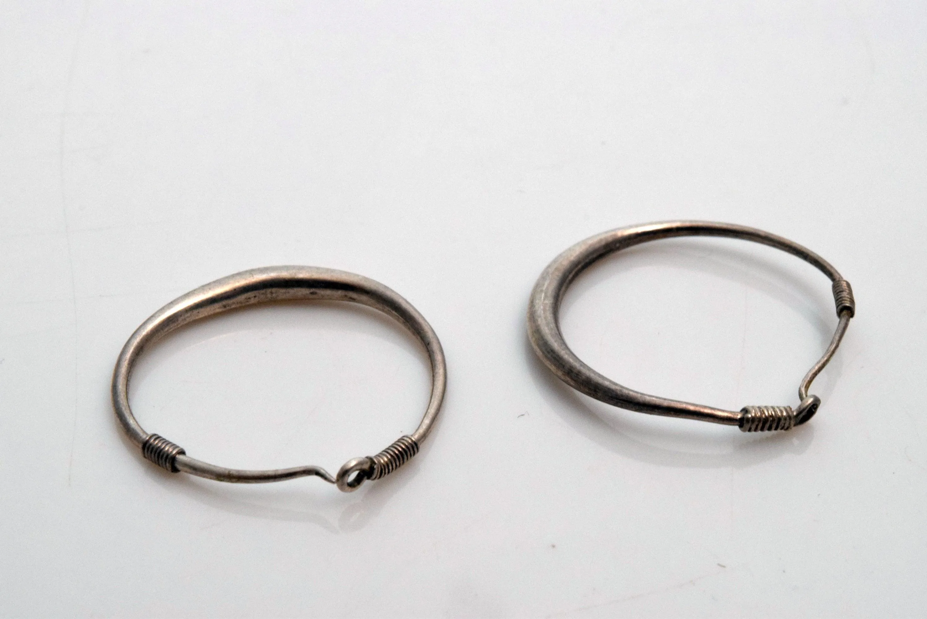 Vintage Small Hmong Silver Hill Tribe Hoop Earrings