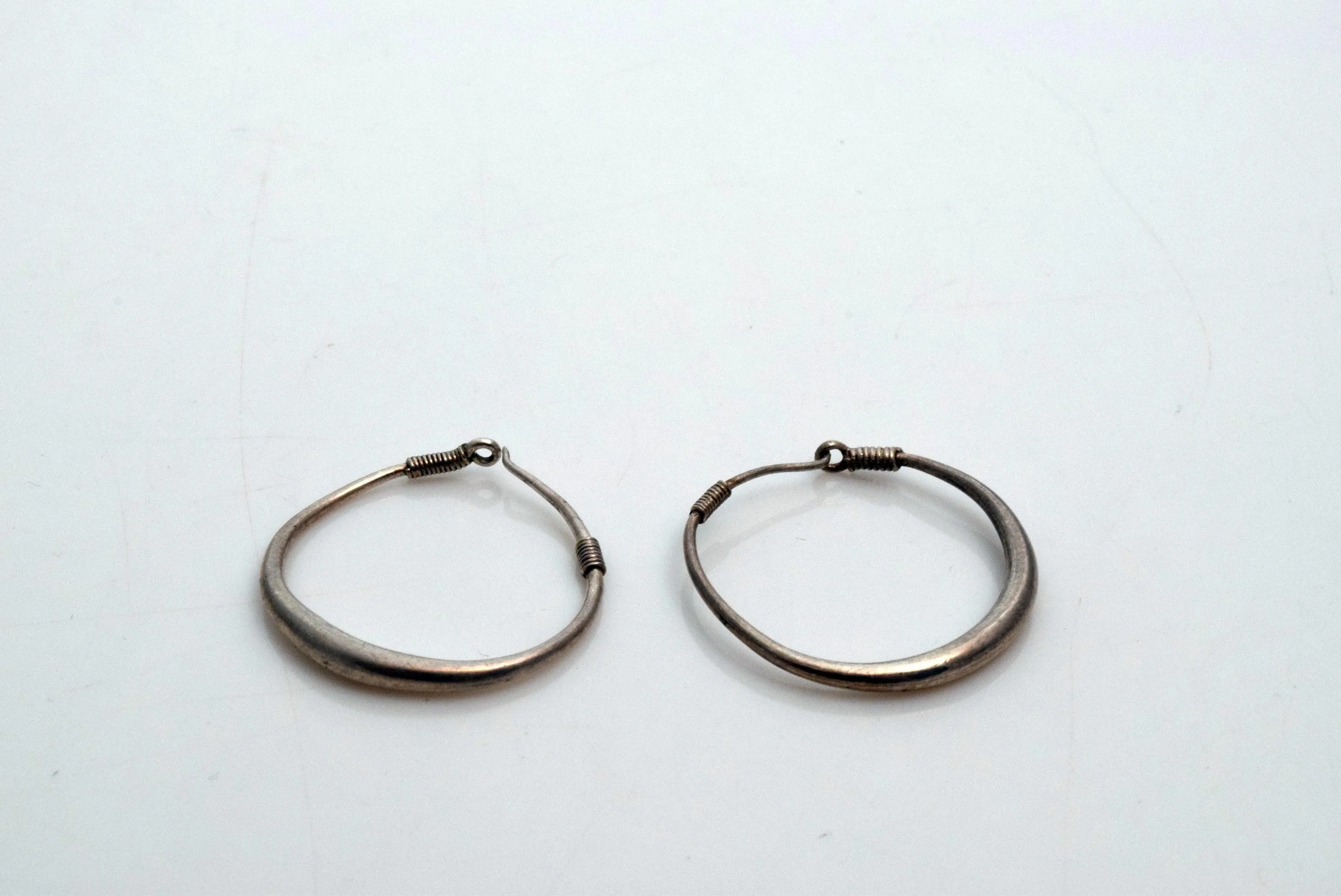 Vintage Small Hmong Silver Hill Tribe Hoop Earrings