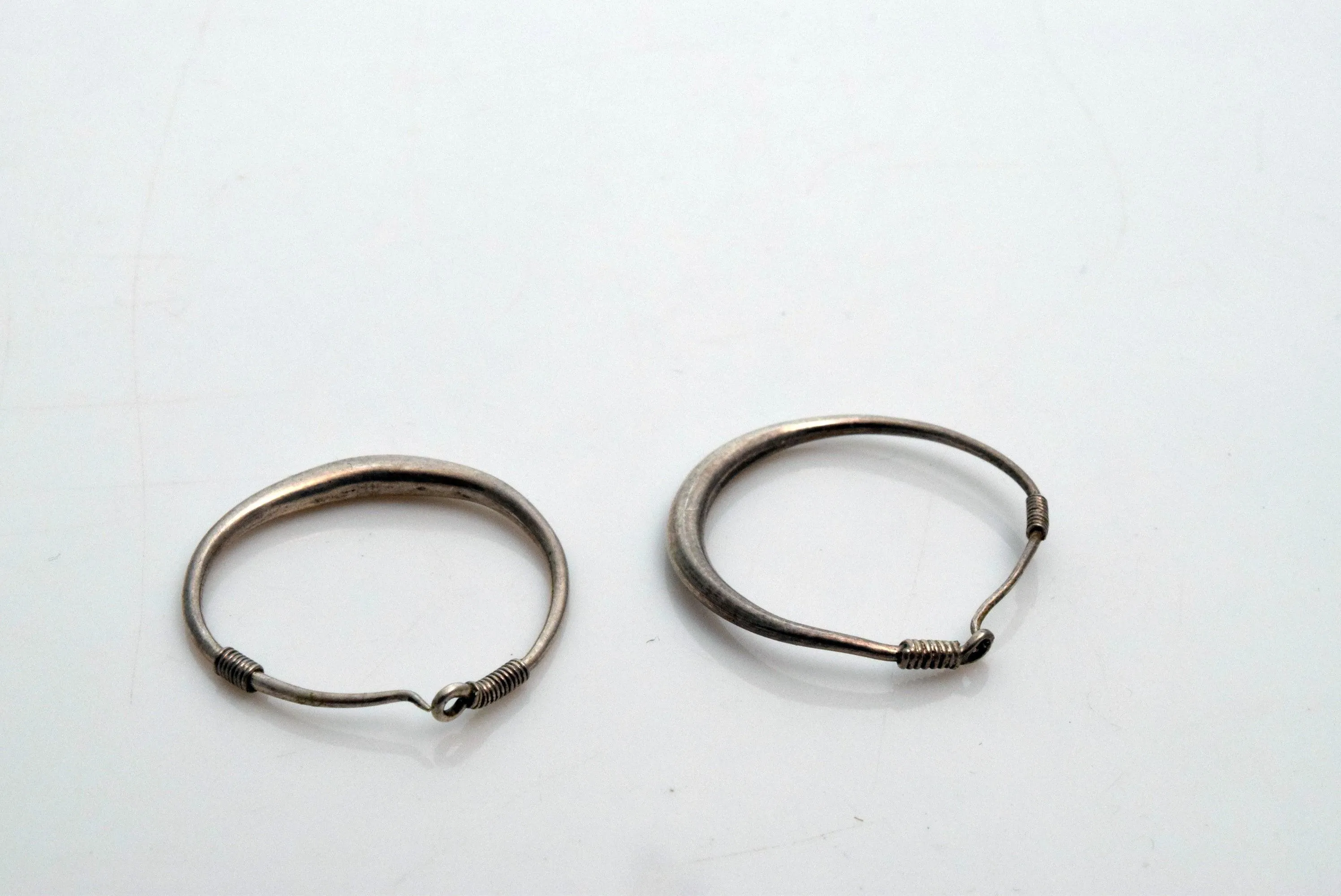 Vintage Small Hmong Silver Hill Tribe Hoop Earrings