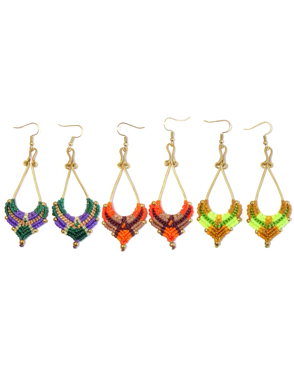 Waxed Cotton Chandelier Earrings