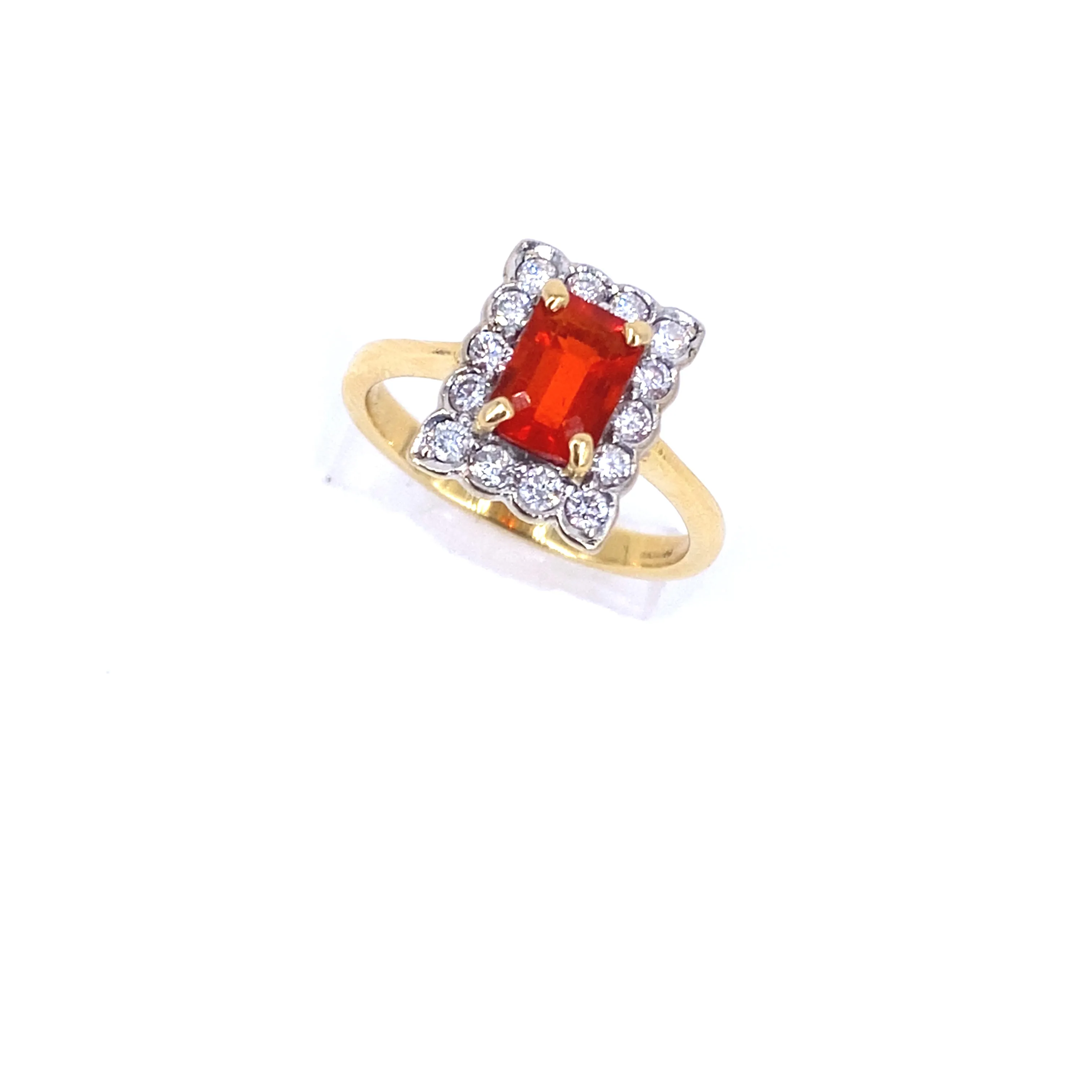 Womens 18ct Yellow Gold Fire Opal Cocktail Ring - 0.30ct