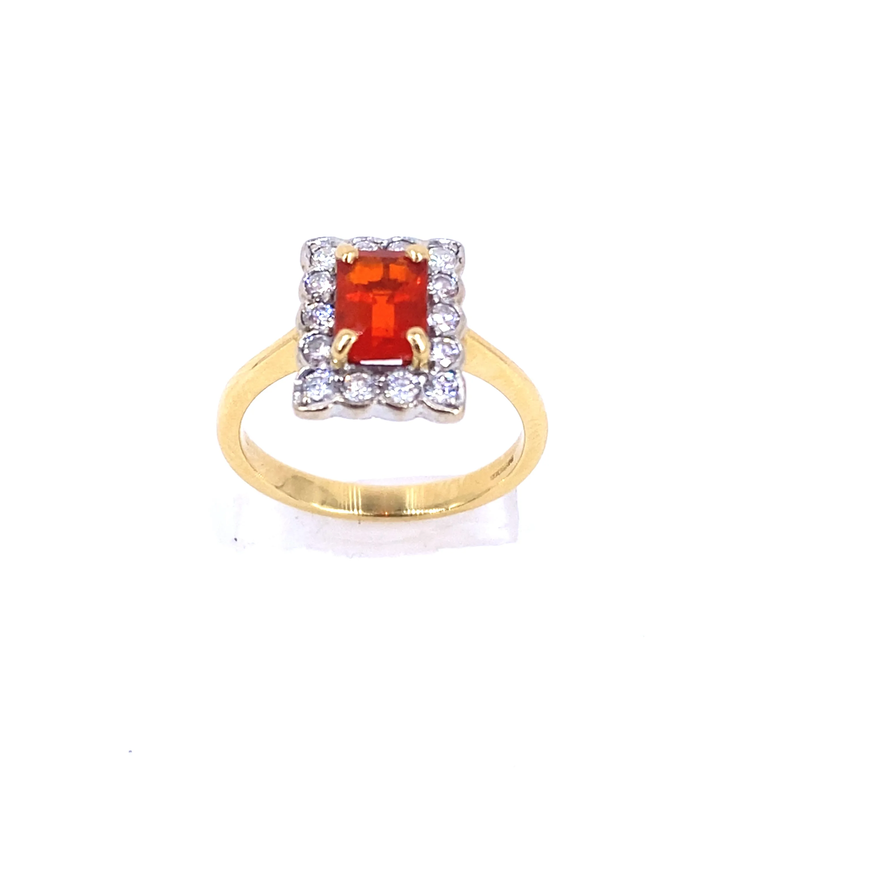 Womens 18ct Yellow Gold Fire Opal Cocktail Ring - 0.30ct
