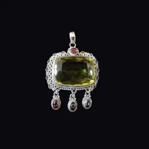 Yellow And Red Contrast Stone Pendant
