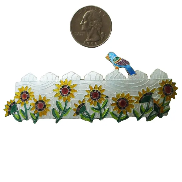 Zarah Zarlite Sunflower Garden & Bird Hair Barrette